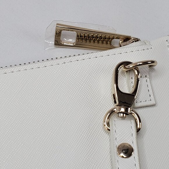 White House Black Market WHBM Floral Studded Wristlet Clutch White Purple Green - Picture 7 of 8